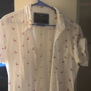 White button up flamingos